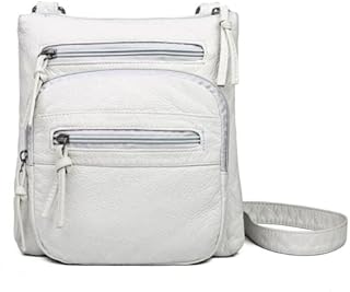 SCOFY FASHION Soft Leather Multi Pockets Crossbody Bags for Women Vintage Shoulder Flap Bags Handbags and Purses Small Bag (White)