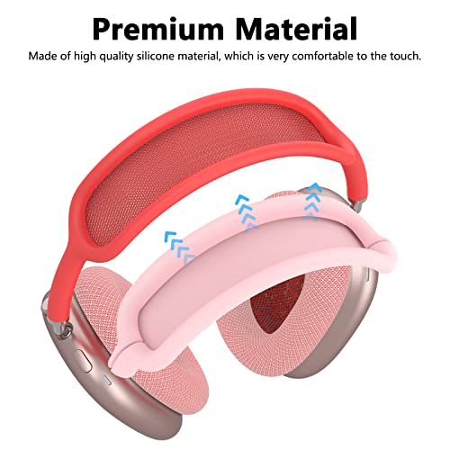 Image of Silicone Case Cover for AirPods Max 2 / AirPods Max Headphones (Pink) | Clear Soft TPU Ear Cups Cover /Ear Pad Case Cover /Headband Cover for AirPods Max,Transparent Accessories for Apple AirPods Max