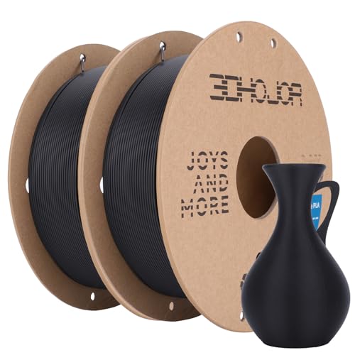 Matte PLA Filament 1.75mm, Upgrade Matte 3D Printer PLA Filament, 1KG*2 Bundle Cardboard Spool 3D Printing Filament for 3D Printers(Matte Black 2Pack) Matte-2 Pack Black
