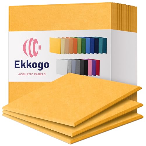Image of Acoustic Panels 12-Pack Soundproof Wall Panels 12 inchX12 inchX0.4 inch Sound Panels High Density Sound Dampening Panels - [Sunny Yellow Square]