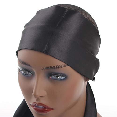 Leeven 2 Pcs Silky Satin Edge Scarves 4.5”X54” Large Wig Grip Band Women Satin Headband For Lace Front Wigs Non Slip Hair Wrap Black Satin Edge Laying Scarf For Makeup, Facial,Sport,Yoga #TOP6