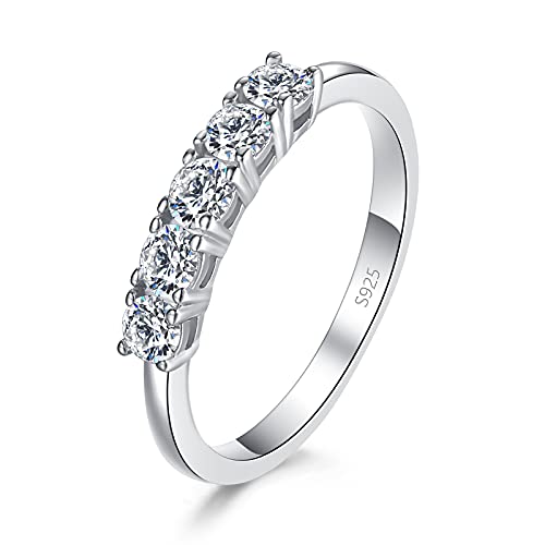 CERSLIMO Anillo de plata para mujeres y niñas, anillo de plata de ley 925 con circonita cúbica, anillo de promesa, regalo para boda, compromiso, aniversario J1/2, L1/2, O, Q, S, Metal Cover