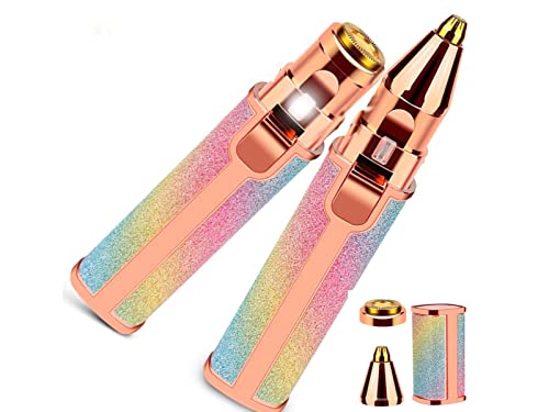 Depiladora Facial para Mujer de Viaje 2 en 1 Eliminador Vello Facial Sin Dolor Depila Cejas, Nariz y Labios Afeitadora Eléctrica de Bolsillo Recargable USB con Luz LED Para Mujer