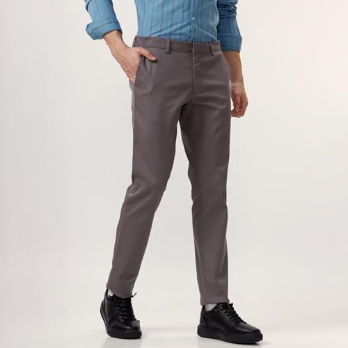 Image of BASICS Premium Cotton Stretch Formal Trousers for Men | Office Pants