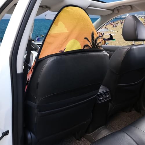 Image of Car Front Seat Covers Coconut Tree Seat Covers for Cars Waterproof Soft Auto Seat Covers Anti-Slip Fashion Auto Interior Easy to Install Universal Fit for Vehicles,Cars,Suvs,Vans,Sedans