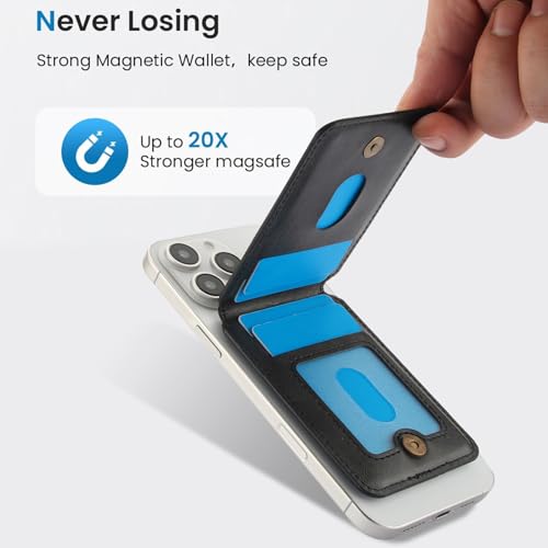 Ysnzaq Magnetisches Reißverschluss-Kartenetui mit Ständer, Leichtes RFID Kartenfach für 4-5 Karten mit MagSafe, 5-Fach Stärkerer Halt für iPhone & Samsung S26 Ultra, ZYC Black