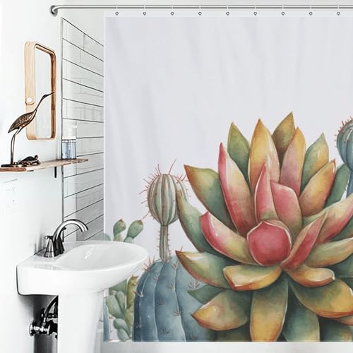 Rideau de douche imperméable lavable en machine imprimé aquarelle végétal - 5