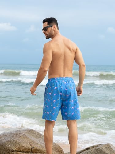 Angel Season Mens Swimming Trunks With Compression Liner Quick-Dry Swimwear Swimsuit Board Shorts 7 Inch Inseam Beach 2 In 1 Bathing Suits With Phone Pockets Tropical Blue thumb #2