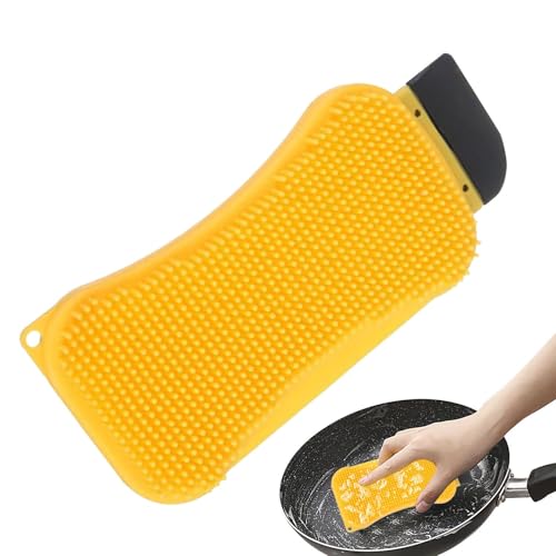 Esponja De Cocina De Silicona,Esponja De Silicona | Esponjas De Limpieza Multiusos | Cepillo de , herramienta de limpieza de cocina, raspador de esponja para una fácil limpieza y lavavajillas