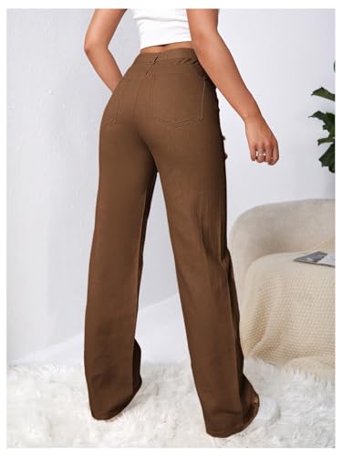 Floerns Women's Ripped High Waisted Butterfly Print Jeans Wide Leg Long Denim Pants2