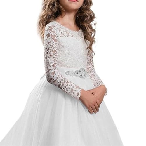 Long Flower Girls Puffy Tulle First Communion Dress Long Sleeve Dresses Wedding Ball Gowns WT142