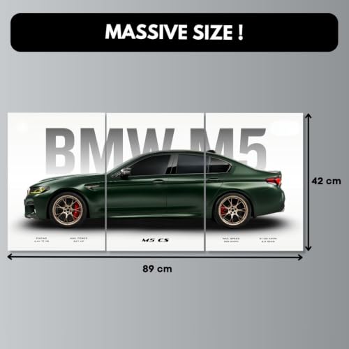 Image of Funk You Store M5 CS Poster Split Design Car Posters | 3 A3 Sized Cars Poster for Wall | Large Size (89 x 42 cm) Sportscar Wall Decor | M5 CS Car Posters for Room | Supercar (B 028)