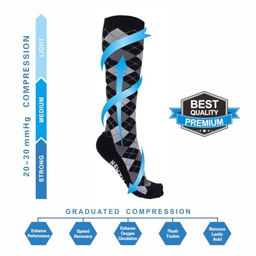 Image of NEWZILL Medical Compression Socks for Women & Men, 20-30 mmHg Knee-High Support for Circulation, All-Day Comfort for Work Travel Running Cycling and Fitness
