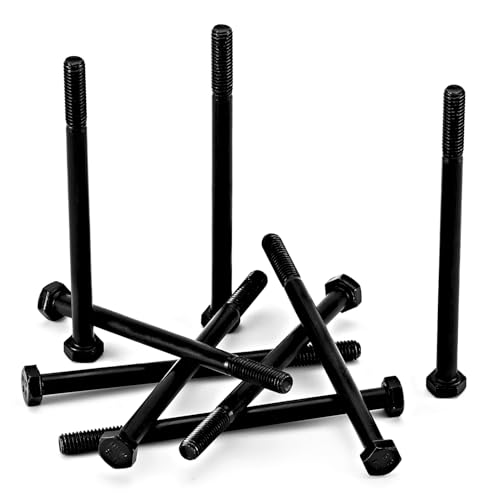 Image of M6-1.0 x 90mm Heavy Duty Hexagon Bolts Hex Head Screws, 8.8 Grade Alloy Steel, Black Oxide Finish, Metric Machine Partially Threaded, 10PCS