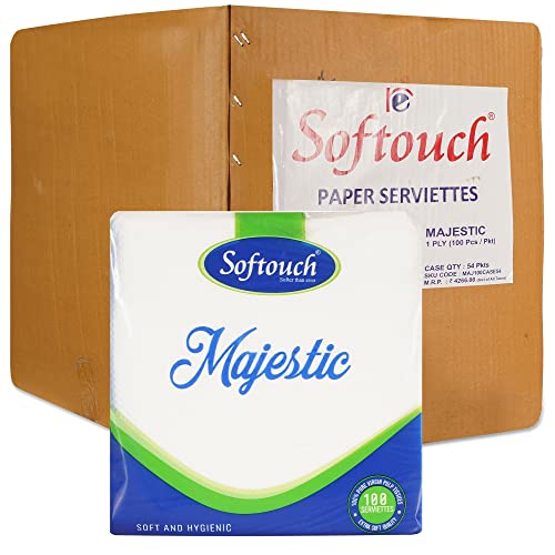 Image of Softouch Tissue Paper Napkin 54 Packets | 100 Pcs per Packet | Size 29 x 30 cms | Total 5400 Napkins | Soft & Absorbent