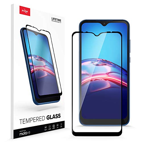 ZIZO TEMPERED GLASS Screen Protector for Moto E (2020) Full Glue Clear Screen Protector with Anti Scratch and 9H Hardness - Black