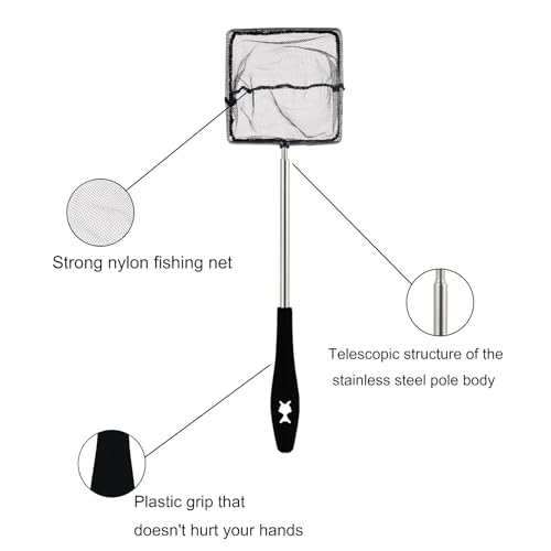 Aquarium Net, Stainless steel Handle Retractable Fish Tank Net, For Catching Small Fish And Shrimp And Cleaning Aquariums - Image 3