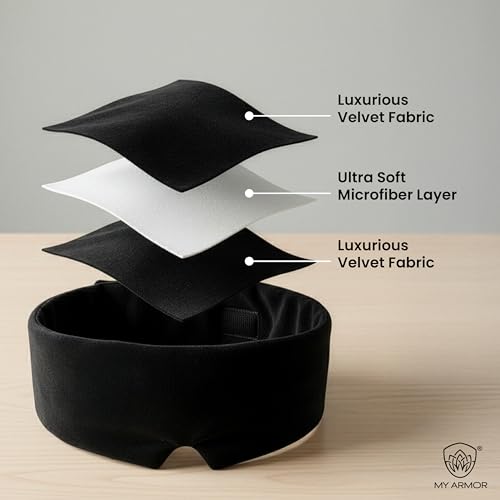 Image of MY ARMOR Premium Eye Mask for Sleeping | Super Soft & Lightweight Sleep Mask with Adjustable Strap | Comfortable for Men & Women | Ideal for Travel, Nap & Meditation (Black)