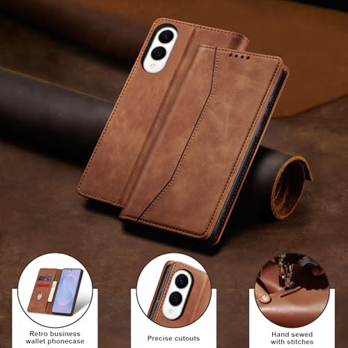 Image of Jasonyu Flip Wallet Case for Samsung Galaxy S25 Edge 5G,Brown