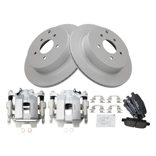 Image of TRQ Rear Brake Pad and Rotor Set Ceramic G Coated Rotors Calipers | For 2011-2017 Infiniti M37 M56 Q50 Q60 Q70 Q70L QX60 JX35 M35h 2009-2017 Nissan Murano Quest Pathfinder
