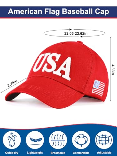 Image of 4Pcs USA Hats for Men Patriotic Hat Embroidered American Flag Baseball Cap | Classic USA Hat & USA Cap Set | 100% Cotton | American Flag Hats for Men Women | Adjustable Baseball Cap for Daily Wear