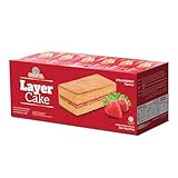 Oriental Layer Cake - Classic Soft Sponge Cake - Individually Wrapped Sweet Snacks - Banana, Pandan, Butter, Chocolate, or Strawberry Flavour (16g*24 Packs) 384g (Strawberry)
