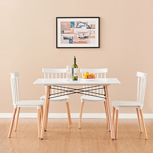 Modern Dining Kitchen Table 43.3"X27.5" Mid Century Dining Room Table With Wood Legs #TOP6