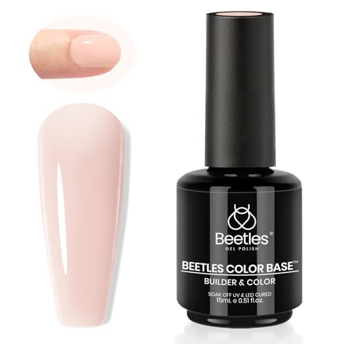 Image of Beetles Rubber Base Gel, 1pcs 15ml Color and Builder Neutral Nude Pink Gel Polish Base Coat Nail Strengthener for Nail Art Design, Soak Off UV LED Light Needed