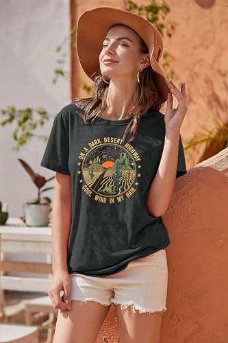 TAOHONG Adventure Shirts Women Retro Desert Highway T-Shirt Funny Nature Graphic Tee Casual Short Sleeve Tee Tops4
