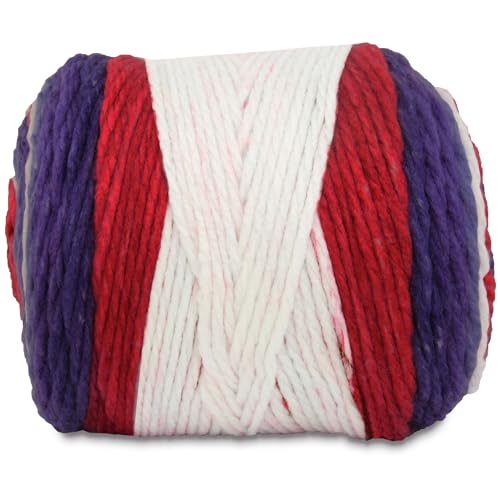 Image of ThreadArt Ombre Yarn - Big Chunky Yarn Cake, 300g - Patriotic 09 | Thick Super Bulky #6 for Knitting & Crochet - Variegated 100% Soft Acrylic Fiber - 336 Yards
