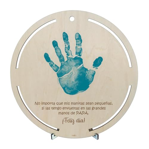 nagu® ES- Cuadro Personalizado con Foto, Marco para Huella de Bebé de Madera Sostenible, Regalos Originales para Hombre, Dia del Padre Regalos, Ideal para Padre Primerizo, Listo para Regalar