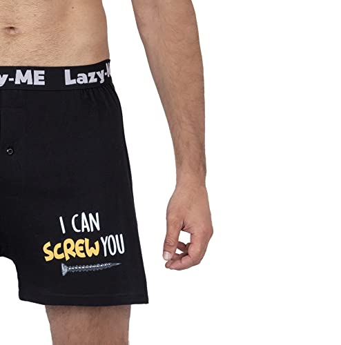 Lazy Me Men's Funny Novelty Boxer Shorts Humorous Underwear, Gag Gifts for Him, Black - Handy, Size Large3