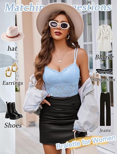 Image of Avidlove Lace Bralette for Women V Neck Camisole Lingerie Spaghetti Strap Tube Slim Tank Top