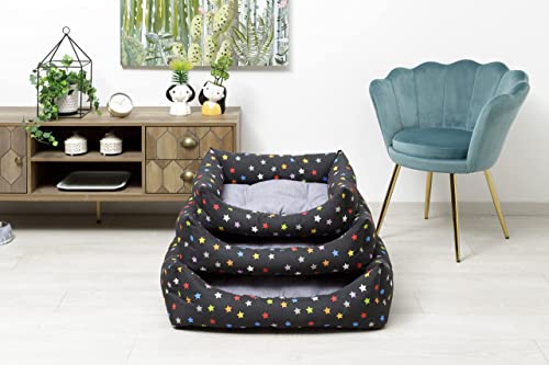 Baroni Home rektangulär Hundebett Hundekissen Hundekörbchen mit Wendekissen, 45x60 cm (S) - farbige Sterne