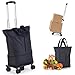 Hivexagon Chariot de Course,Sac de Courses Extensible Amovible,Chariot Pliable à 5 Roues,pour Voyage Shopping (Noir)