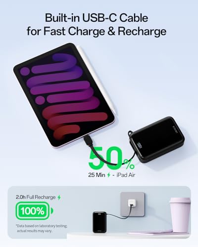 Image of iWALK Portable Charger, 10000mAh 45W PD Power Bank, USB C in&Out Fast Charging Battery Pack with Phone Stand, Travel Essential Powerbank for iPhone 17 16 15 14 13 12 Samsung S25 MacBook etc,Black