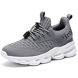 HSQ Boys Girls Tennis Shoes Breathable Kids Sneakers Lightweight Girls Shoes Boys Sneakers Dark Grey Size 1.5