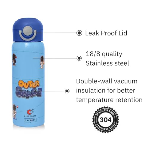 Image of Clay Craft Vacbott Sonic Double Wall Printed|18 Hours Hot and 24 Hour Cold Water Bottle Vacuum Insulated Flask Bottle|550ml, 1Pcs, Bottle for Home, Office|BPA-Free|BIS Certified|1Year Limited Warranty