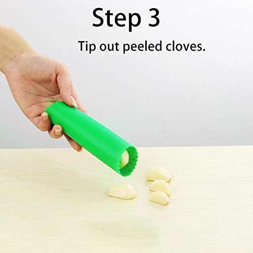 Image of Garlic Peeler Skin Remover Roller,Easy Quick to Peel Garlic Cloves with Best Silicone Tube Roller Garlic Odorfree Kitchen Tool Peeling Without Smell With Internal Wave Points Design (Green,Red)