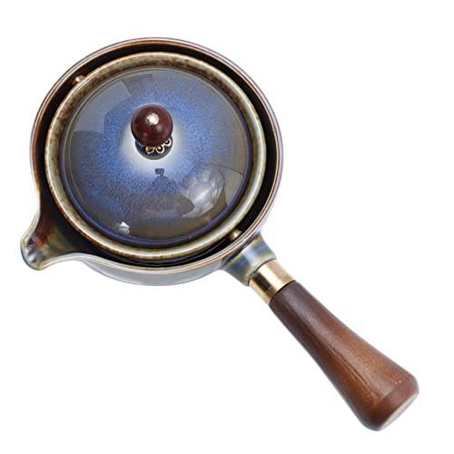 MOTHNUR Teiera Portatile Ceramica Con Manico Laterale Teiera Rotante Per Infusione Di Tè Da Viaggio Elegante e Pratico Per Preparare Tè Casa o Movimento