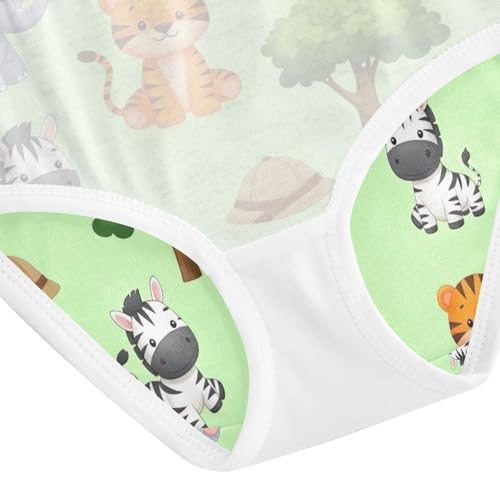 Toddler Briefs, Cute Cartoon Safari Animals Cotton Underwear Girls, 2T–8 Years4