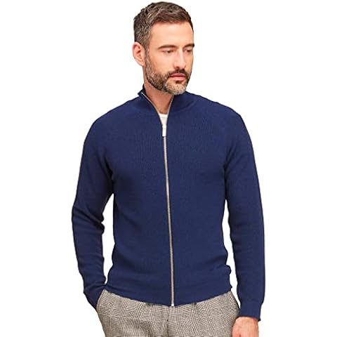 BRUNELLA GORI Cardigan Jumper - for Men, Autumn/Winter - 100% Extra-fine Merino Wool - 100% Made in Italy - Blue, L Cover