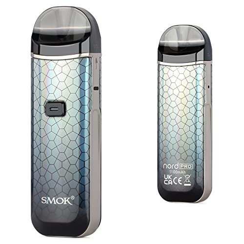 SMOK-Nord-Pro-1100mAh-25W-E-Cigarettes-Vape-Starter-Kit-2ml-Refillable-Pod-Two-Air-Inlet-Vaping-MTL-09ohm-and-DL-06ohm-Meshed-Coils-USB-Type-C-Fast-Charging-Ecig-No-Nicotine-Silver-Black-Armor