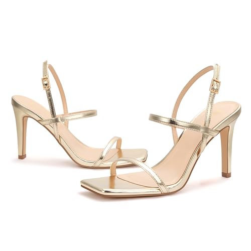 Image of Women's Strappy High Heeled Sandals Open Toe Ankle Strap heels Comfy Weddings Shoes