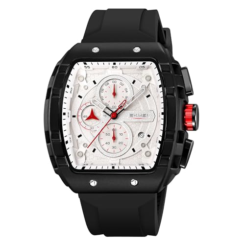 Image of SKMEI Tonneau Analog Watch - Men's Quartz Fashion Sports Watch, Analog Display, 30M Water-Resistant, Stopwatch & Date Function, Durable Zinc Alloy Case - 9341
