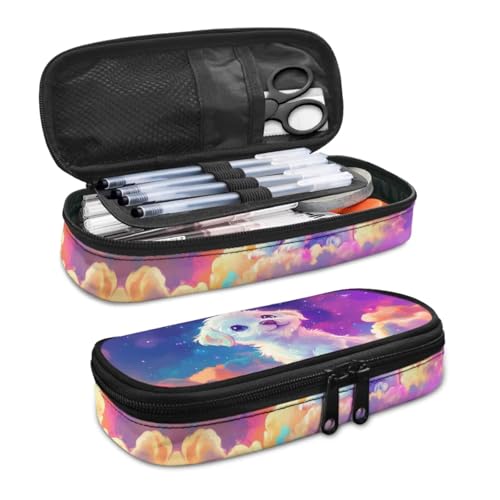 doginthehole Cute Puppy Backpack for Girls Purple Starry Sky Dog Girls School Bag with Lunch Bag 4pcs Lightweight Girls Bookbag Ages 8-10 for Elementary School Casual Travel Book Bags4