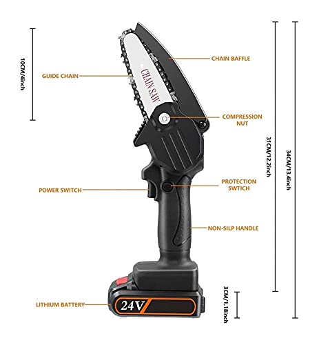 ROSG 4-Zoll-Elektrokettensäge, kleine tragbare 24-V-Kettensäge für den Haushalt mit wiederaufladbarem Akku, Einhand… – Bild 7