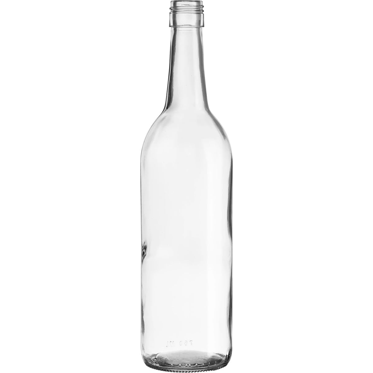 North Mountain Supply 750ml Clear Glass Bordeaux Wine Bottle – Screw-Top, Flat Bottom – No Lids – Case of 12 – Made in USA