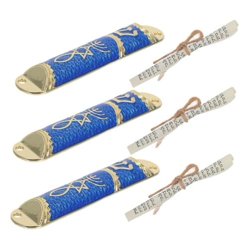 CORHAD 3Sets Messianic Seal Mezuzah Case Jewish Door Blessing Decor with Scroll Included Elegant Metal Design for and Jewish Family Celebrations