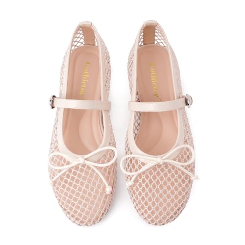Image of Gothictor Women's Mesh Ballet Flats Round Toe Leopard Mary Jane Shoes Women | Cushioned Comfort, Easy to Style, Buckle Strap, Cheetah Print, Ballerina, Breathable, Wide Width, Non-Slip, Dressy Casual